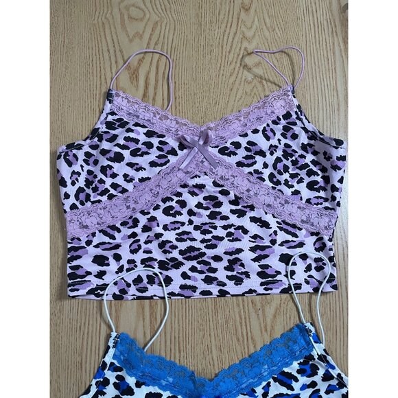 B95 Bundle of 3 Womens SHEIN Animal Print Crop Tops Stretchy Blue lavender Small - Picture 5 of 6
